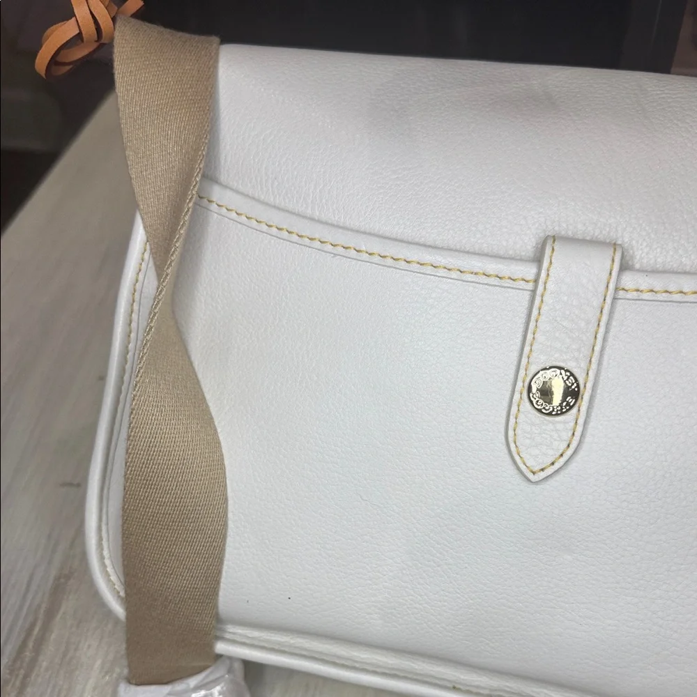 Dooney & Bourke White and Navy Medium Toggle Crossbody Bag
